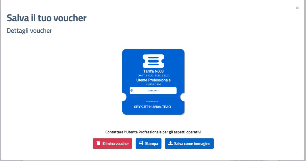 Salva il tuo voucher — dettagli voucher